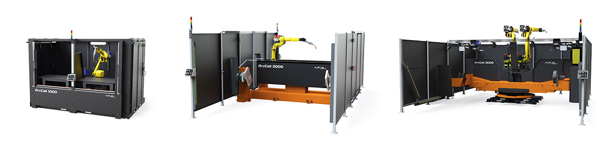 Three robotic arc welding system configurations